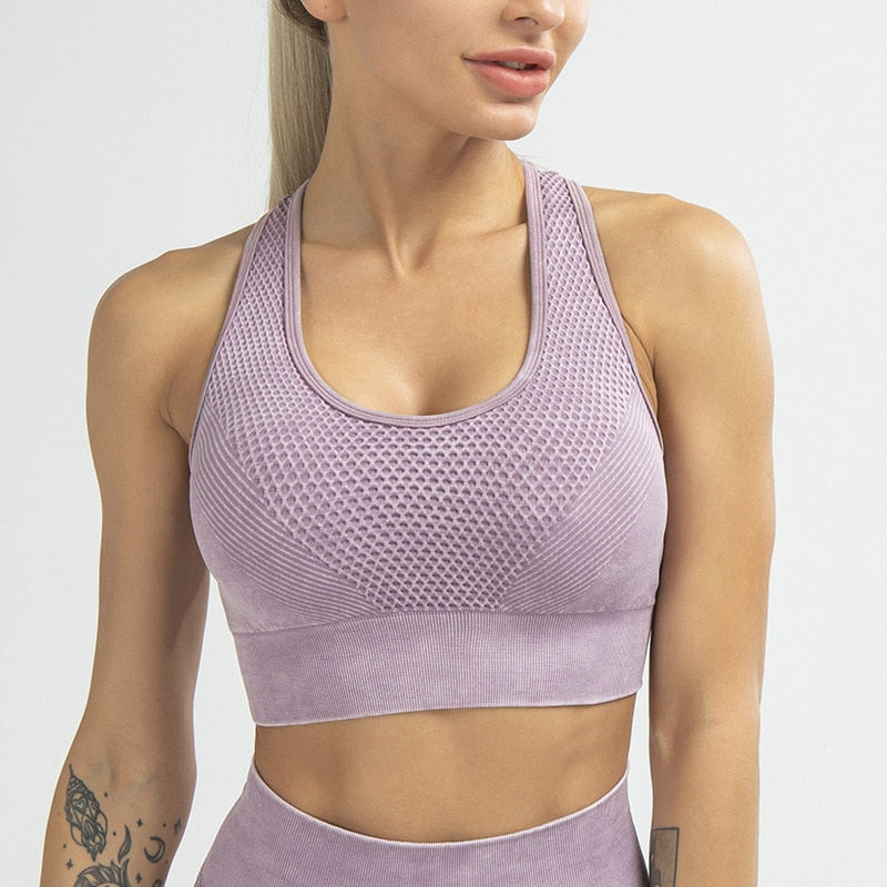 Padded Seamless Running Yoga Gym Bras Women Racerback High Impact Fitness Workout Sports Bras