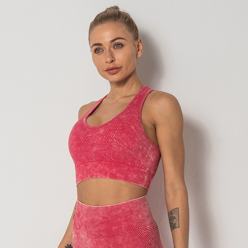 Padded Seamless Running Yoga Gym Bras Women Racerback High Impact Fitness Workout Sports Bras